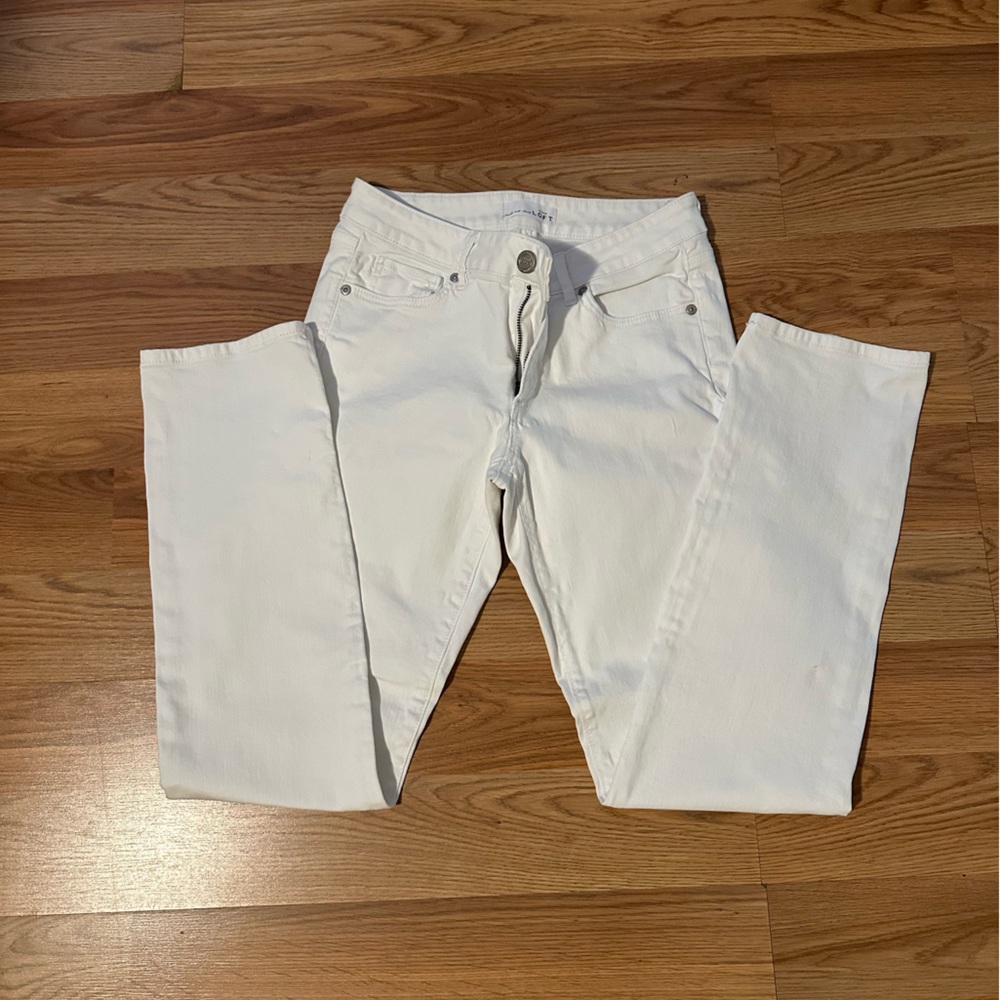 LOFT Curvy Straight  White Jeans